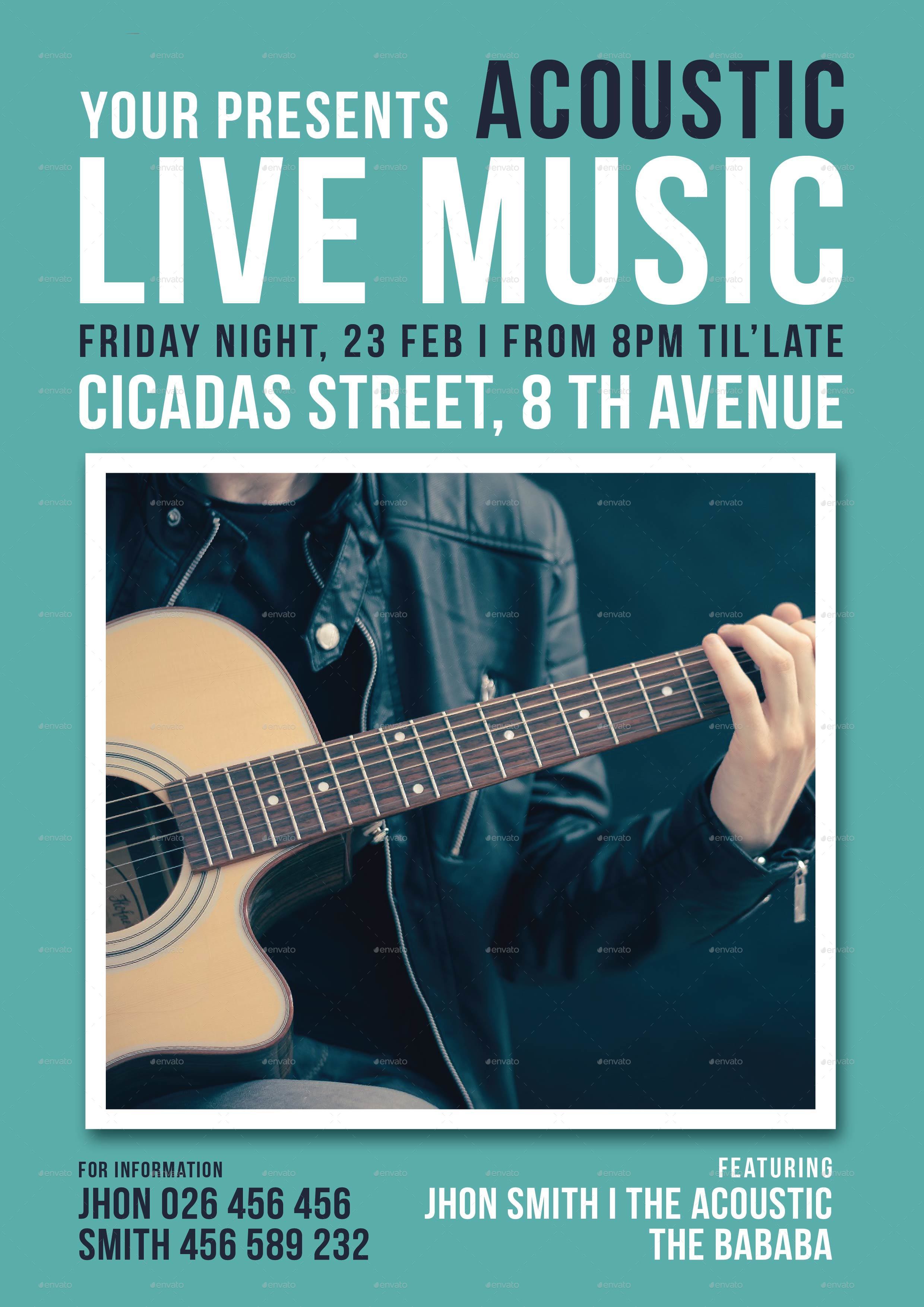 Acoustic Live Music Flyer Print Templates Graphicriver